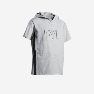 Camiseta de boxeo manga corta y capucha niños Outshock 100 gris