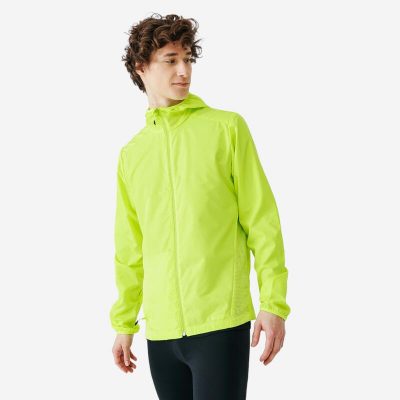 Chaqueta cortavientos running Hombre Run Wind amarillo fluorescente