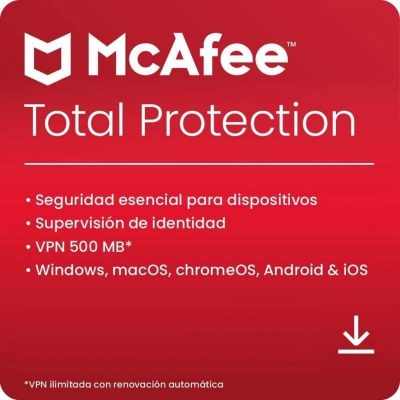 McAfee Total Protection 2024 1 Dispositivos 3 Años PC/Mac/iOS/Android Descarga Digital