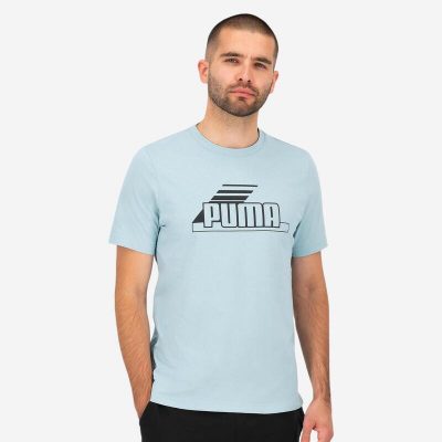 Camiseta Fitness Puma Hombre Azul Algodón Manga Corta