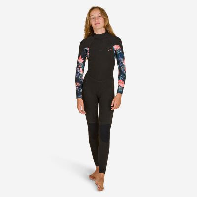 Neopreno surf Niños agua fría 4/3mm 500 rosa/negro