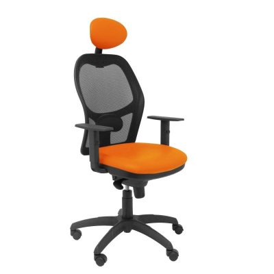 Piqueras y Crespo Jorquera Silla Malla Negra Asiento Similpiel Naranja con Cabecero Fijo
