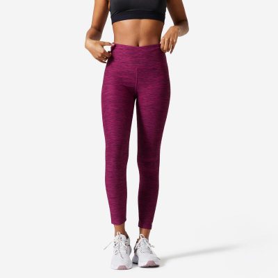 Leggings Fitness Cardio Mujer Violeta Jaspeado Talle Alto