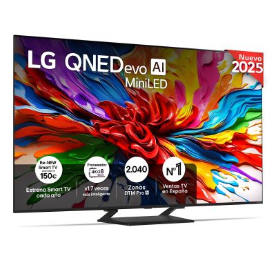 LG – TV QNED evo MiniLED AI 139cm (55′) LG 55QNED93A6A, 4K Smart TV.