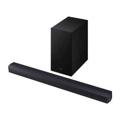 Samsung – Barra de sonido Samsung HW-B450F, Dolby 2.1 y DTS Virtual:X, 5.1 con 3 altavoces, 300W, Subwoofer inalámbrico 6.5′ 220W.