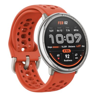 Amazfit – Amazfit Active 2 con correa deportiva de silicona roja Smartwatch con Modo Carrera Hyrox.