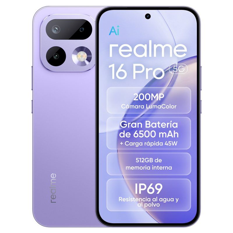 Realme – Móvil Realme 16 Pro 5G 6,78″ Mediatek Dimensity 7300 Max.