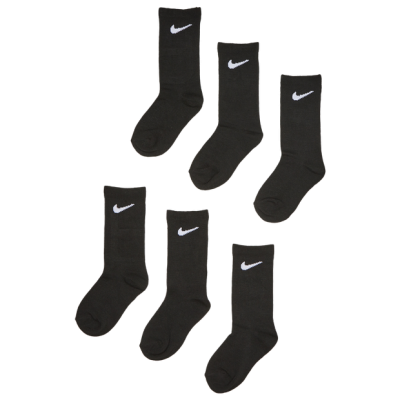 Nike Kids Crew 6 Pack Unisex Calcetines – Negro – Talla 23.5 – 27 – Cotone