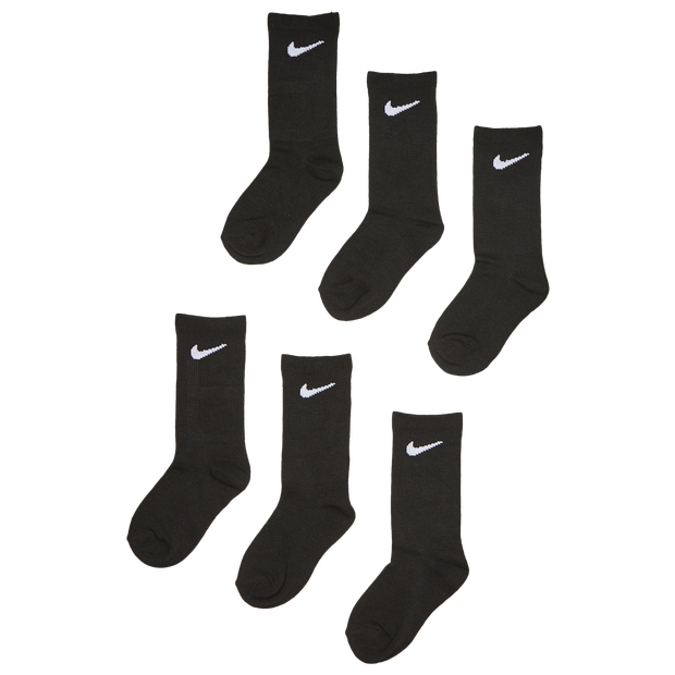 Nike Kids Crew 6 Pack Unisex Calcetines – Negro – Talla 23.5 – 27 – Cotone