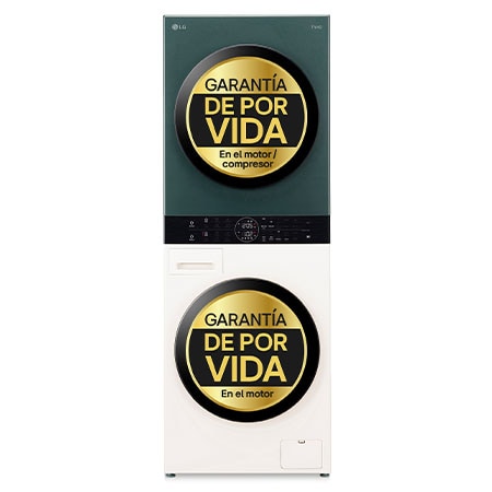 Outlet Washtower LG |Direct Drive con inteligencia artificial, Bomba de calor Dual Inverter, 12kg lavado, 10kg secado, 1400rpm, clasificación A-10/C, Beige y Verde – WT1210EGF.OUTLET | LG ES