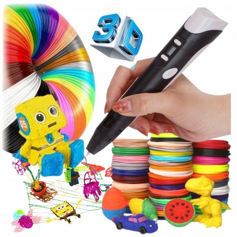 Arzopa Bolígrafo Inteligente 3D Pantalla Led 50m, 10 Colores Negro
