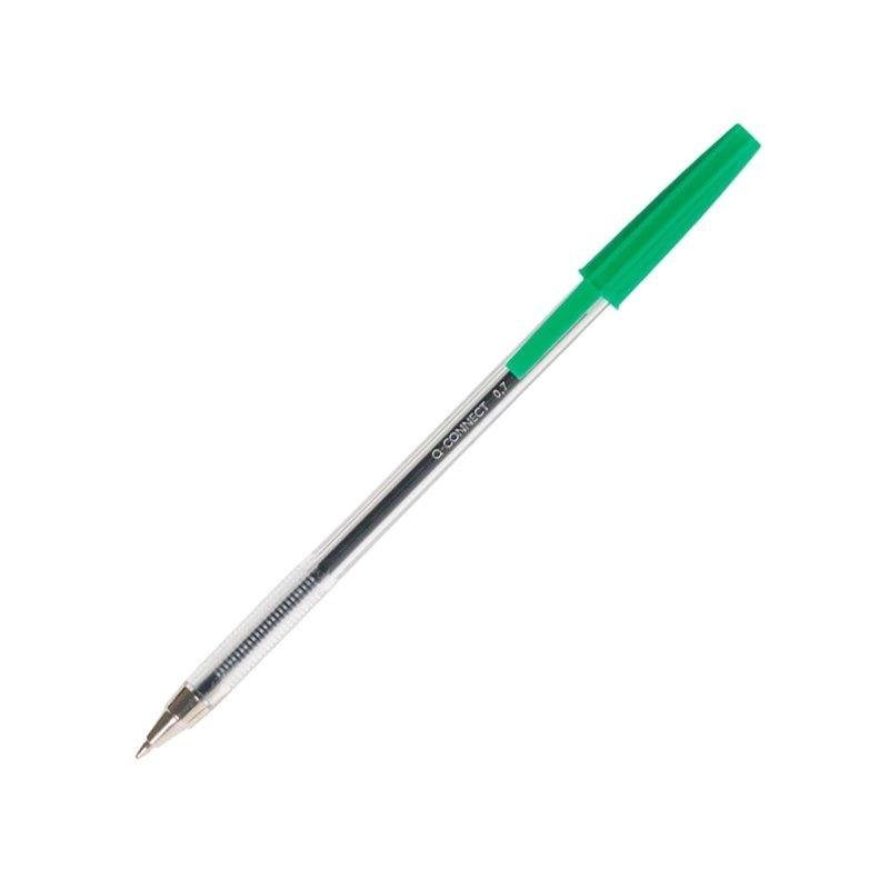 Bolígrafo Q-Connect Transparente Verde Medio Pack 50 Unidades
