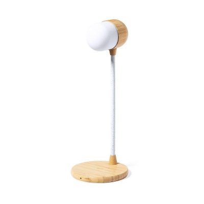Lámpara Multifunción Dam Electronics 14 LED Bluetooth Cargador Inalámbrico 10W Bambú