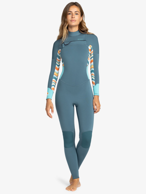 5/4/3mm Swell Series 2023 Traje de Surf con Cremallera en el Pecho Azul Mujer