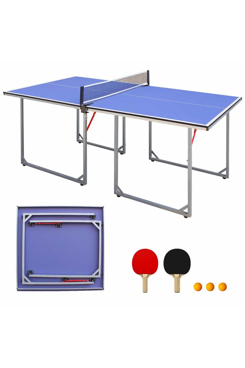Mesa De Ping-pong 182 CM – Plegable Y Portátil – Azul – Mesa De Ping-pong MKP