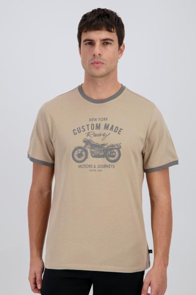 Up Stamps – Arena – Camiseta Algodón Hombre talla M